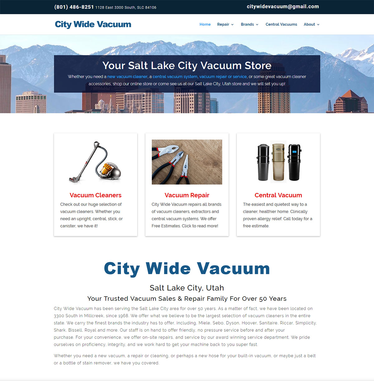 City Wide Vacuum Website Banner, BOYD LAKE SEO, Web Design, Leander, TX
