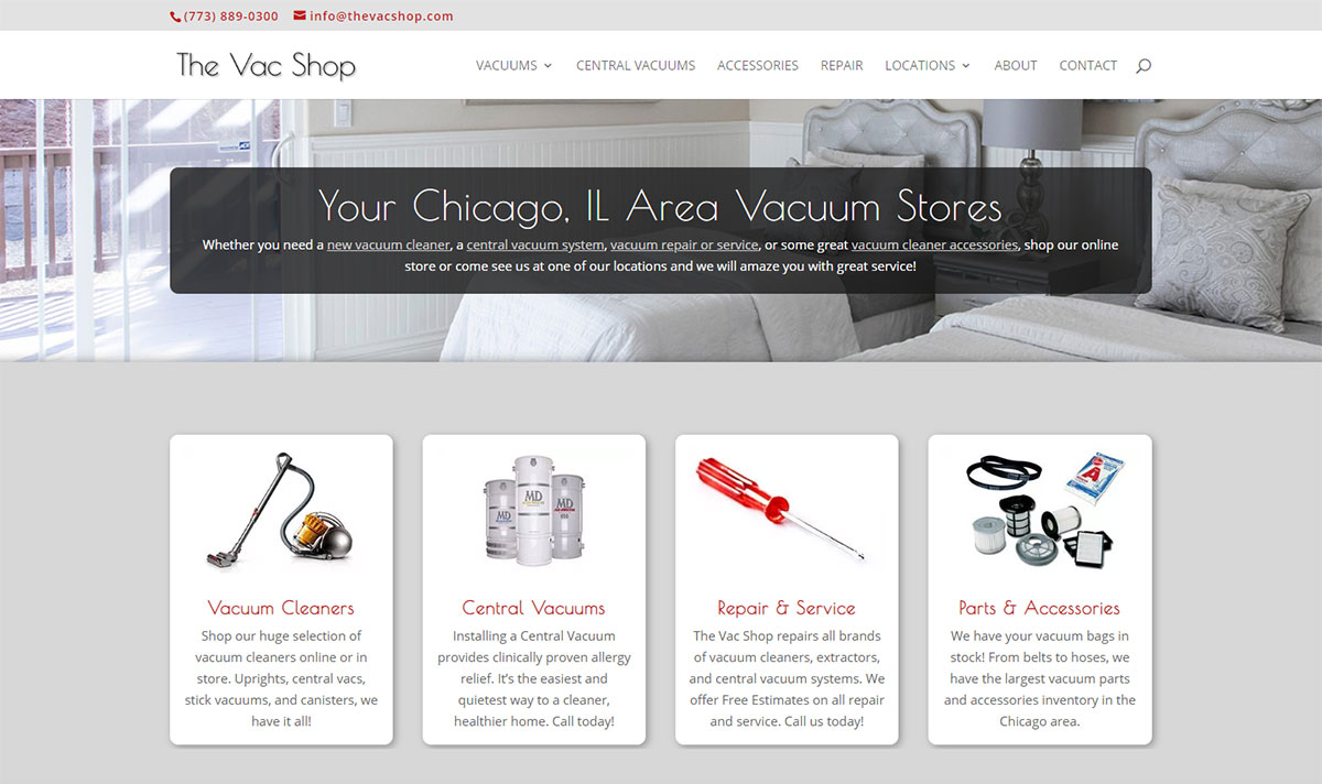 The Vac Shop Website Banner, BOYD LAKE SEO, Web Design, Leander, TX